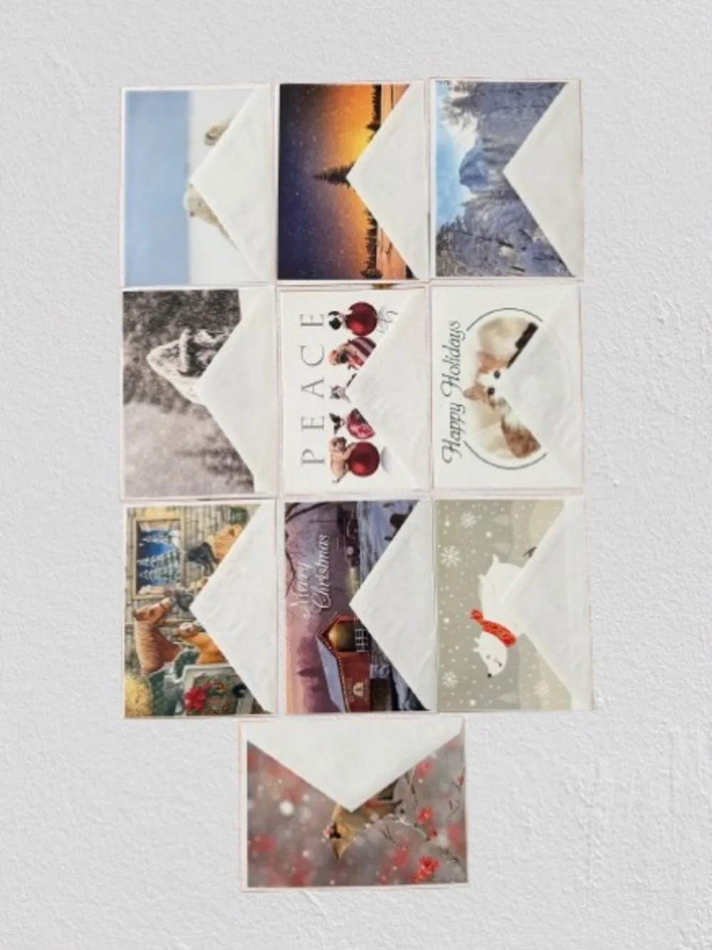 New Assorted Christmas & Holiday Greeting Cards Set of 10 with Envelopes